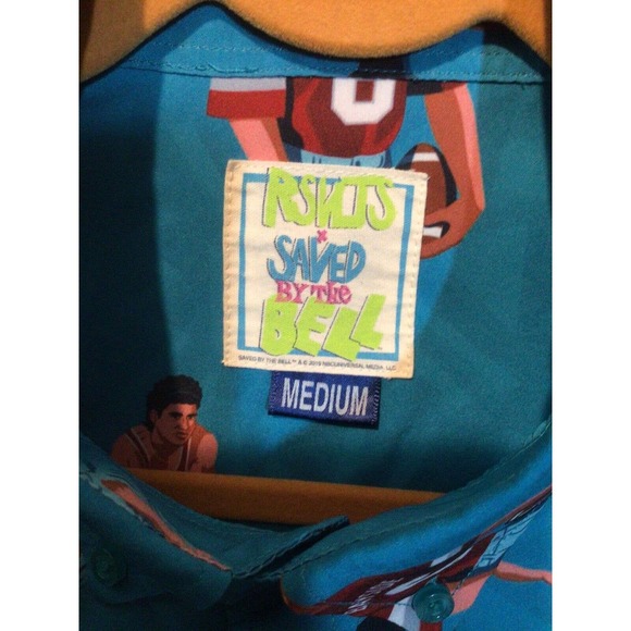 RSVLTS AC Slater Triple Threat Saved by the Bell Button Down Shirt Size Medium - Picture 2 of 8